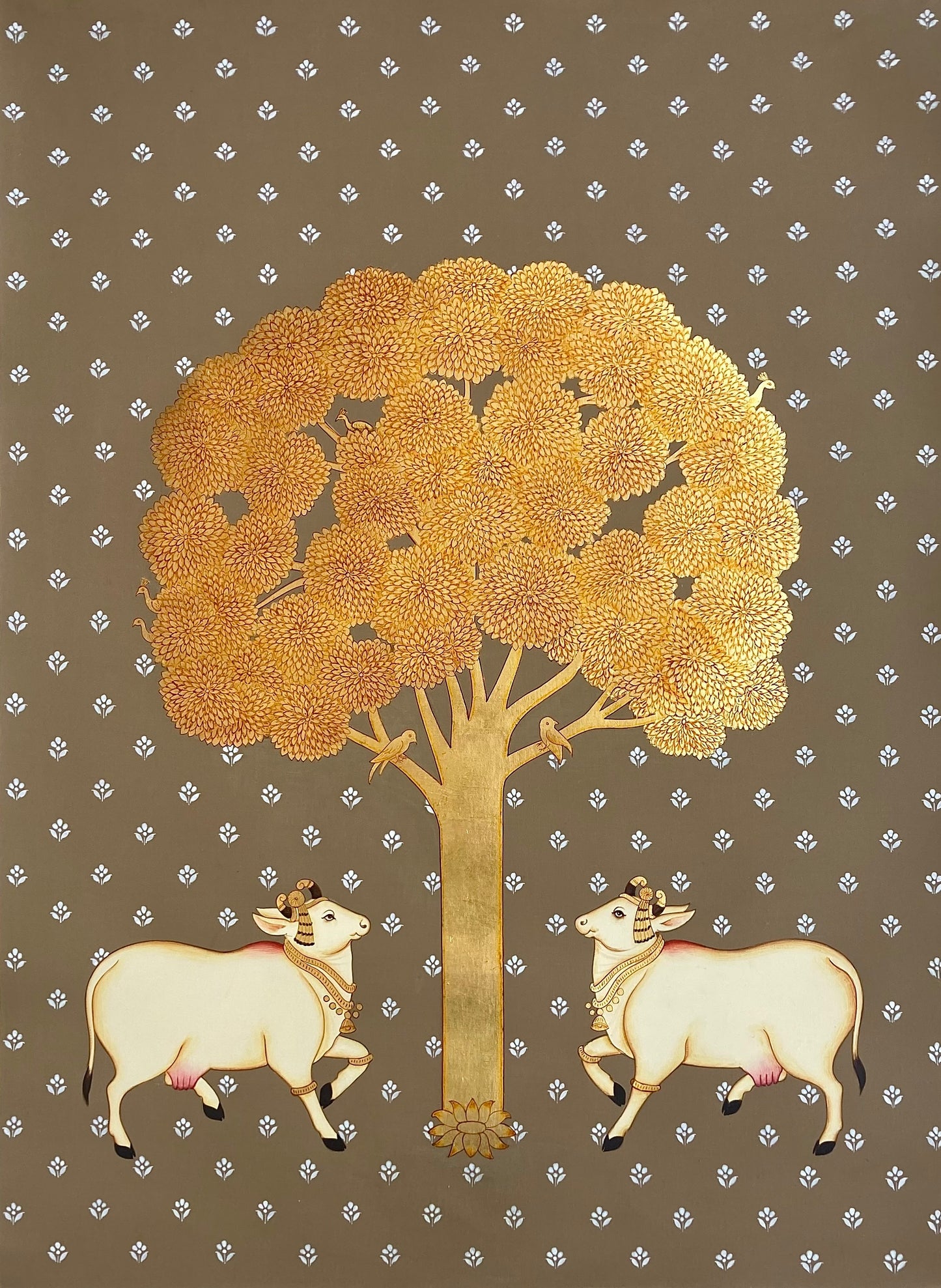 Two Cows and A Tree ( Beige )
