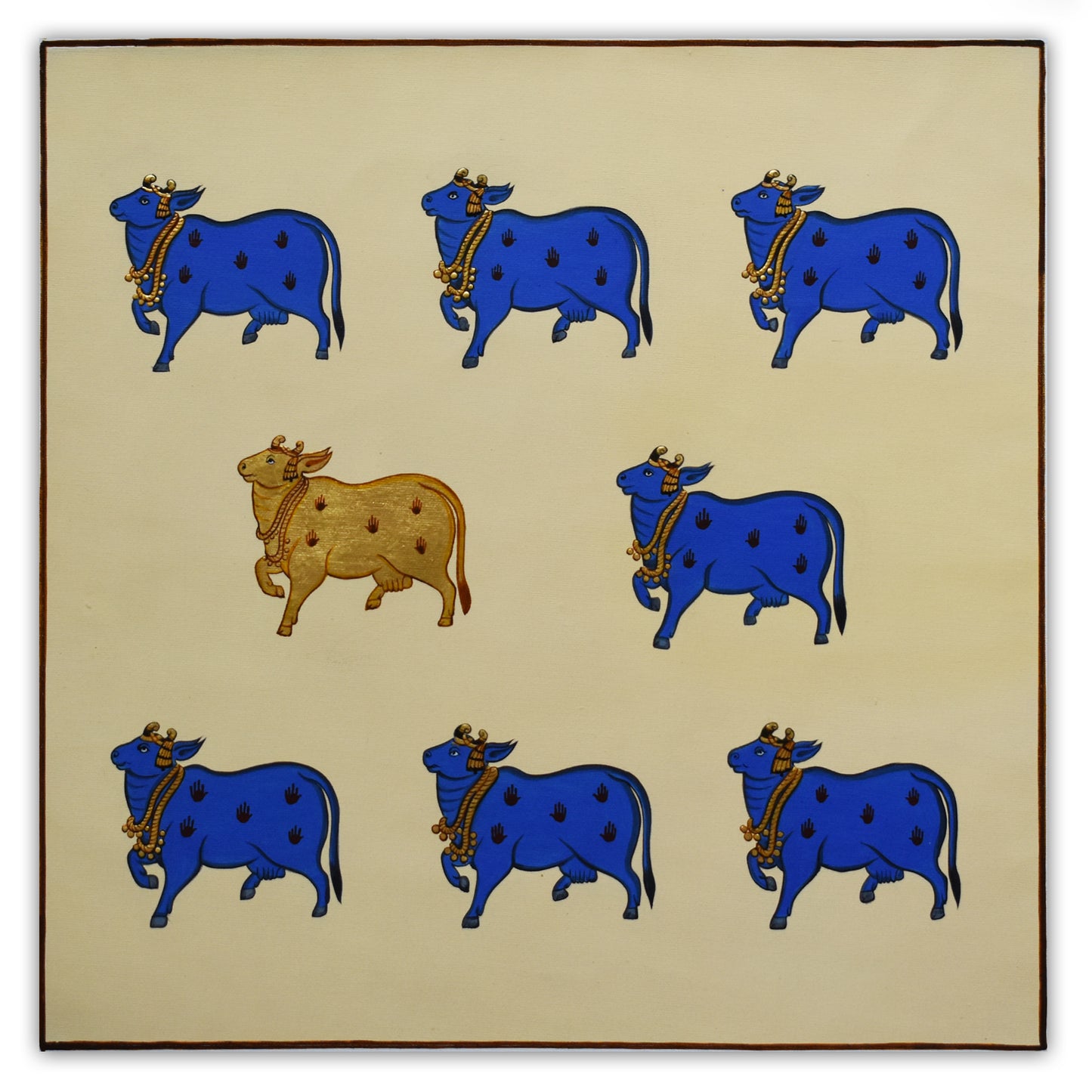 Blue and Golden cows