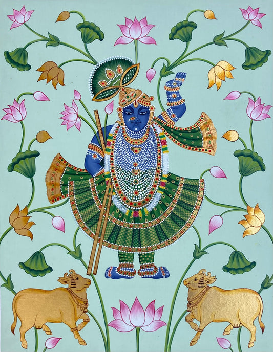 Shreenath ji with two golden cows