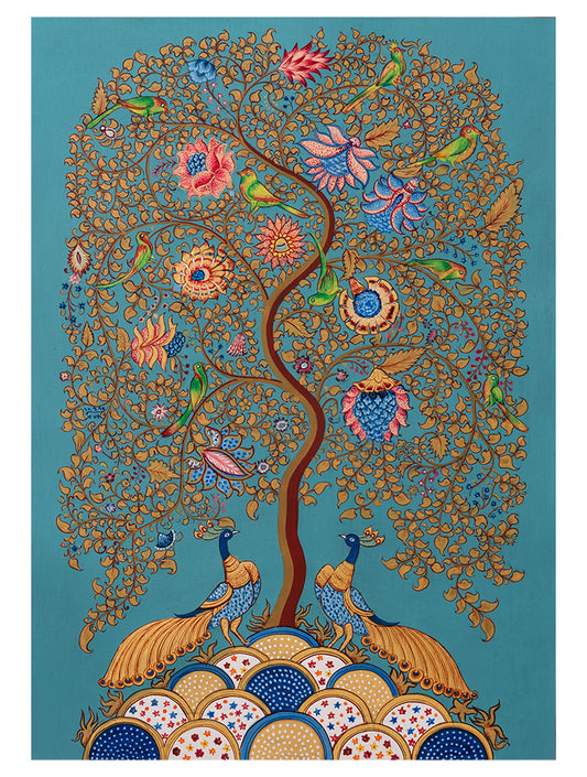 Kalamkari ( Teal Blue )