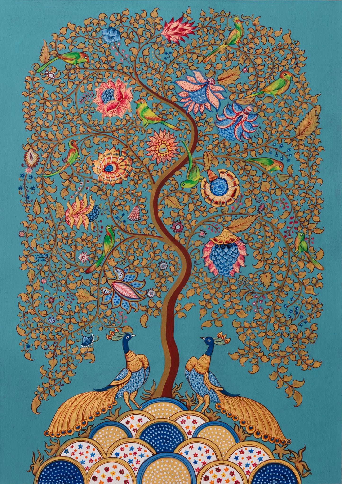 Kalamkari ( Teal Blue )